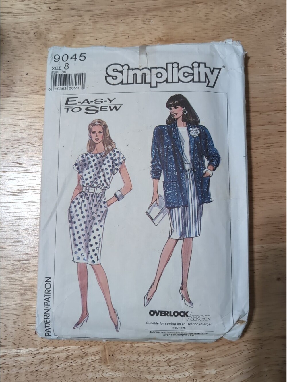 Simplicity 9045 Sz 8 Uncut Sewing Pattern Vintage Misses Dress & Unlined Jacket